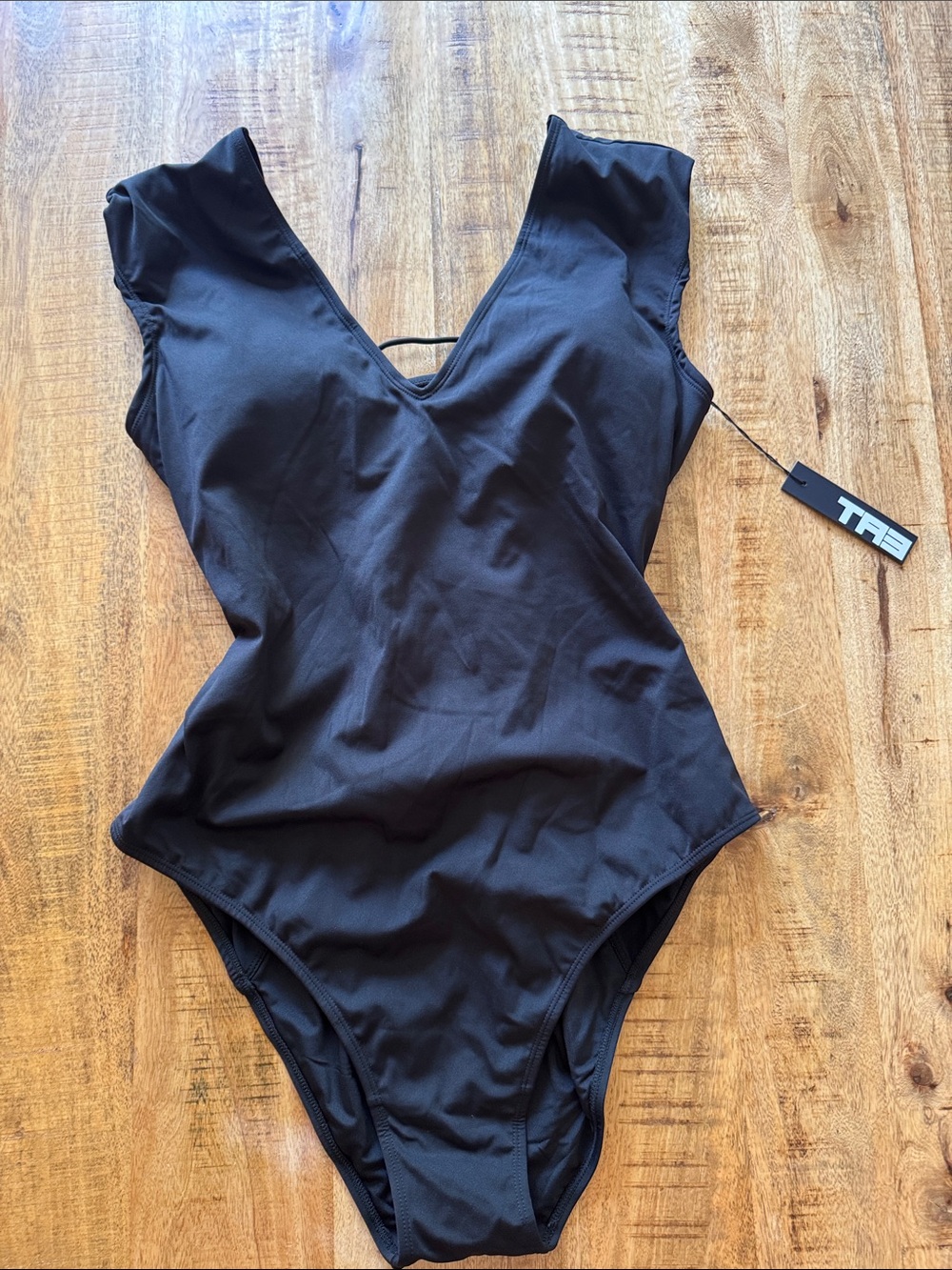 Ta3 TA3140RL Black PLUNGEY MUSCLE V-Neck Cap Sleeve Women’s SWIMSUIT ONE PIECE